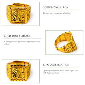 Anillo de Cóctel Chapado en Oro para Hombre, Diseño de Escudo Hiphop, Joyería de Latón, Regalo, Anillo de Moda - Product Image 3