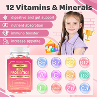 Gummies Probiotiques Véganes Sans Sucre à Marque Blanche pour Enfants, à la Pectine, 5 Milliards de CFU, 5 Souches, Prébiotiques FOS, avec Multivitamines et Minéraux