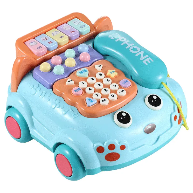 Jouet éducatif dessin animé jouet téléphone voiture musique et lumière en plastique enfants électrique Musical enfants jouet téléphone ensemble