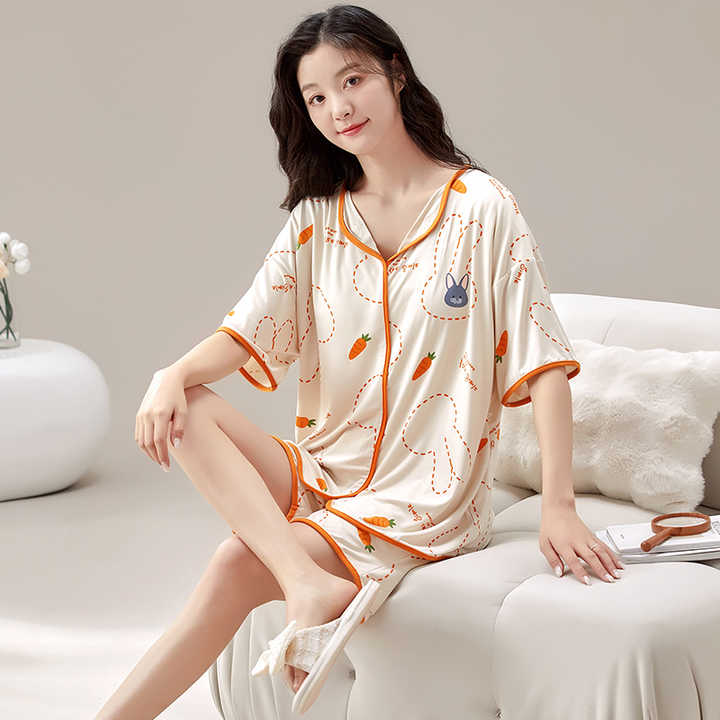 Wholesale Comfortable modal women s sleepwear Leisure padded bra night wear Summer cardigan pajamas for women set