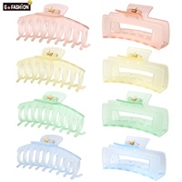 Tazweeq 6 pinces à cheveux rectangulaires en acrylique transparent pour femmes - 6 couleurs, maintien solide, antidérapantes, design simple