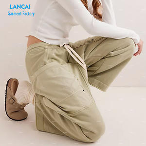 กางเกงขาตรงลำลองของผู้หญิงกางเกงผ้าฝ้ายกันลมมีกระเป๋าแบบเย็บติด - Product Image 4