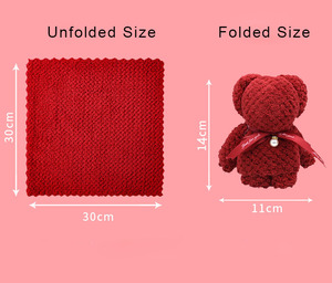 Giá Rẻ 30*30Cm Tùy Chỉnh Khăn Đặt Món Quà Lưu Niệm Cưới Gấu Mặt Khăn San Hô Fleece Gấu Quà Tặng Khăn Với Gói Quà Tặng Túi PVC - Product Image 4