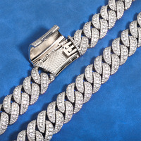 Collier pour homme Fulsun Hip Hop personnalisé, chaîne cubaine en argent sterling 925 de 22 mm, moissanite, bijoux de mode