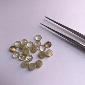 4 мм натуральный золотой камень рутил гладкие круглые Калиброванные Свободные кабошоны для изготовления ювелирных изделий экспортерами Alibaba лучшие цены