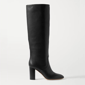 Large Size 46 Solid Wide Fit Women's <b>Knee</b> <b>High</b> Boots Chunky <b>High</b> Heels Real Leather Shoes Round Toe on Long Booties - Product Image 6
