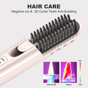 Plancha de pelo inalámbrica portátil Ajuste de temperatura de 3 velocidades Batería de 10000 MAh Mini <span class=keywords><strong>cepillo</strong></span> <span class=keywords><strong>alisador</strong></span> de pelo de gran capacidad - Product Image 3