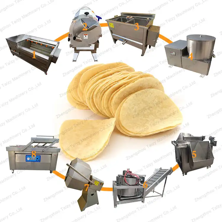 fully automatic potato crisps making machinery chips frying machine