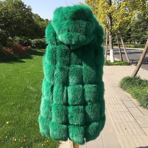 <span class=keywords><strong>Gilet</strong></span> da <span class=keywords><strong>donna</strong></span> in pelliccia di volpe ispida <span class=keywords><strong>Gilet</strong></span> di alta qualità in vera pelliccia di volpe con cappuccio imbottito di cotone con motivo a strisce a prova di vento - Product Image 1