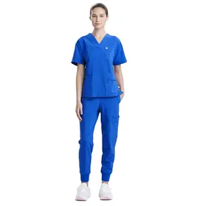 Royal Blue Blouse Medical Nursing Scrubs Uniforms Sets Designs Cleaning Uniforms in Wholesale