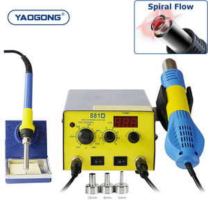 Estación de Soldadura YAOGONG 881D con Pistola de Aire Caliente, Soplador Térmico con Termostato y Reposo Automático, Cautín 936, Herramienta para Reparación de Teléfonos Móviles y Retrabajo SMD - Product Image 6