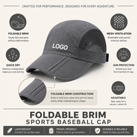 Casquette de baseball pliable à visière, en maille respirante, séchage rapide, protection solaire, réglable, logo personnalisé, OEM, vente en gros, faible MOQ