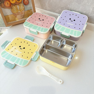 304 Stainless Steel <b>Lunch</b> <b>Box</b> with Cute Watermelon Pattern Insulation and <b>Heating</b> Double-Layer Grid <b>Lunch</b> <b>Box</b> Wholesale - Product Image 1