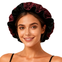 QINGYAN Bonnet Tendance pour Femme, Bonnets de Nuit en Satin pour Femmes, Logo Personnalisé, Lien Réglable, Grandes Boucles
