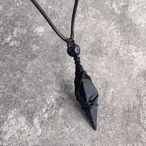 Pendentif hexagonal en obsidienne naturelle originale, collier ciel étoilé pour homme et femme, tendance, <span class=keywords><strong>personnalisé</strong></span>, pour <span class=keywords><strong>couple</strong></span>, livraison gratuite d'usine - Product Image 4