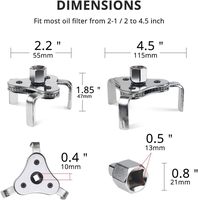 Clé de démontage de filtre à huile à double entraînement en acier à haute teneur en carbone, 3 mâchoires, 2 voies, outils de réparation automobile