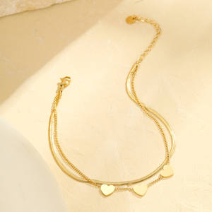 2025 नए फैशन वाटरप्रूफ सोने की प्लेटेड स्टेनलेस स्टील लिंक चेन दिल की महिला फुट गहने उपहार - Product Image 4