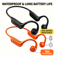 Headphone Olahraga Konduksi Tulang Tahan Air IPX5 Waktu Putar 10 Jam Earphone Bluetooth untuk Bersepeda