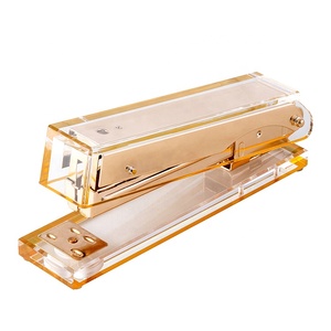 HUISEN Nhà Sản Xuất Có Kinh Nghiệm Máy Tính Để Bàn Trong Suốt Acrylic Vàng <span class=keywords><strong>Stapler</strong></span> Set Với <span class=keywords><strong>Stapler</strong></span> Bằng Sáng Chế - Product Image 1