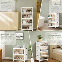 Armoire de rangement pliable à roulettes avec porte, idéale pour les placards et les chambres, montage sans outils, armoire empilable