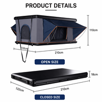 Tente de toit rigide en aluminium à double couche, ouverture automatique hydraulique en 3 secondes, pour camping SUV, 2000-3000 mm, étanche, une chambre