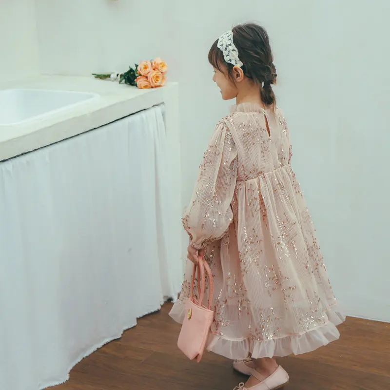 Girl Princess Dress Spring Sequin Birthday Party Tutu Vestidos Kids Dresses For Girls Children Christmas pink 2-8Y