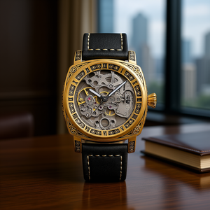 Reloj Mecánico de Lujo para Hombre, 42mm, de Acero Inoxidable con Tourbillon, Fase Lunar Automática, Correa de Cuero, Zafiro y Resistente al Agua - Product Image 2