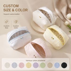 Pochette de maquillage élégante en dentelle, grande capacité, trousse de toilette de voyage, organiseur de beauté, sac de rangement pour femmes, pochette à fermeture éclair, OEM ODM - Product Image 5