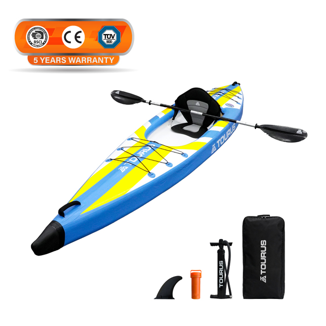 Wholesale OEM 1 Person Touring & Recreational Military Grade PVC Foldable & Portable Inflatable Kayak with 5 Year Warranty