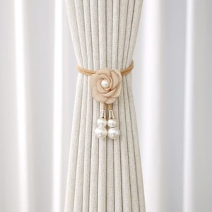 Cinta Decorativa Moderna y Sencilla <span class=keywords><strong>para</strong></span> <span class=keywords><strong>Cortinas</strong></span> con Perlas y Flores, Ajustable, Plegable, Color Crema, con Diseño Creativo - Product Image 4