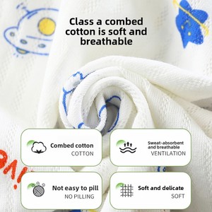 <span class=keywords><strong>Pyjama</strong></span> d'été pour garçons en coton peigné antibactérien et anti-humidité, sans coutures, fin, à manches trois-quarts, motif dessin animé - Product Image 2