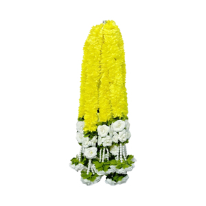 Guirlande artificielle de marguerites jaunes avec roses blanches suspendues pour la décoration de mariages, festivals, temples et maisons - Product Image 1