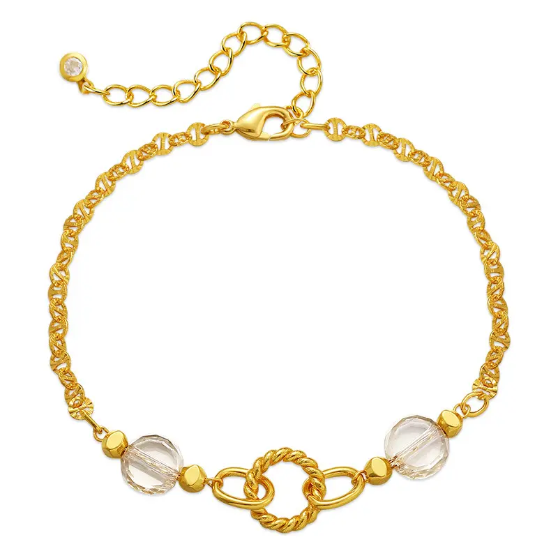 DHJ0181 braccialetto placcato oro moda di vendita caldo scavato cerchio piatto semplice catena braccialetto di perline di pietre preziose