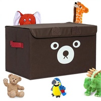 Boîte de rangement en tissu imprimé dessin animé, bac de rangement pliable avec couvercle et poignée