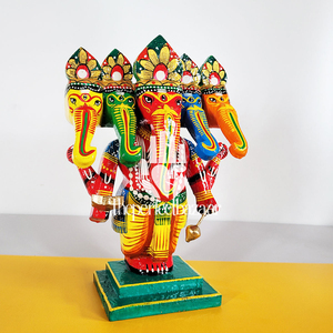 Statue de Ganesh en bois Panchmukhi, fabriquée en Inde, la statue de Ganesh en bois idéale pour le bazar. - Product Image 5