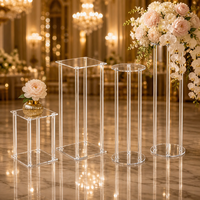 Soporte de Flores Acrílico Transparente en Forma de Cilindro, Alto, de Cuatro Postes, Centro de Mesa para Bodas, Florero de Piso, Exhibidor para Eventos, Venta al Por Mayor