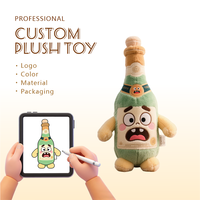 Production de jouets en peluche, prototypage rapide, poupée en peluche en forme de bouteille de vin, conception personnalisée de mascotte de cave à vin, coton PP