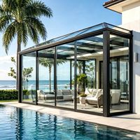 Véranda en aluminium moderne sur mesure pour toutes les saisons, maison préfabriquée en verre, jardin, toit rétractable, porte transparente
