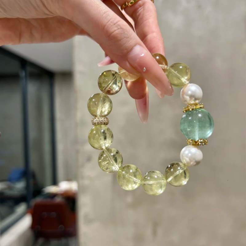 Bf1119 pulsera de fluorita verde cristal limón-12mm