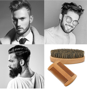 Ensemble de brosse <span class=keywords><strong>à</strong></span> raser, peigne <span class=keywords><strong>à</strong></span> barbe et brosse ovale, outil de nettoyage de la barbe en <span class=keywords><strong>bois</strong></span> pour hommes, appareil de salon pour la barbe, parfait pour l'entretien des poils du visage - Product Image 4