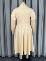 ADR060390 Robe d'été décontractée à manches courtes, coupe trapèze, motif floral, grande taille, abricot, pour femmes