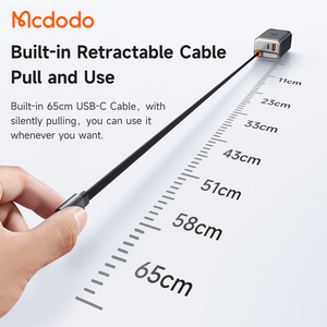 Mcdodo 411 FreeGo 65CM câble rétractable GaN <span class=keywords><strong>chargeur</strong></span> 3 sorties 45W 27W 60W <span class=keywords><strong>chargeur</strong></span> de voyage rapide prise américaine pour ordinateur portable appareil photo téléphones - Product Image 5