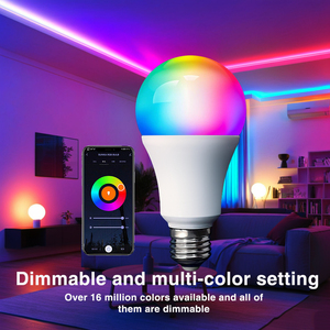 Ampoule Intelligente 9W RGB CW A19 E26 LED Dimmable Contrôle par Application Compatible Tuya Alexa Google Home 85-265V Corps en Plastique - Product Image 4