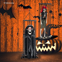 Décoration de fantôme suspendu pour maison hantée d'Halloween avec chaîne lumineuse LED, design de crâne drôle et effrayant, NOUVELLES ARRIVÉES, sans logo