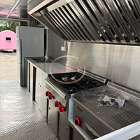 Chariot de nourriture remorquable à double fenêtre avec cadre en acier inoxydable, remorque à 4 roues avec micro-ondes et friteuse intégrés
