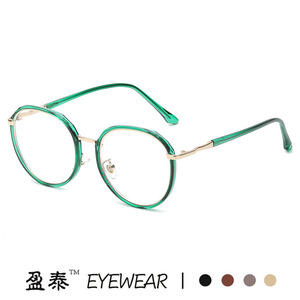 แว่นตา Yingtai กรอบทรงกลมแบบไม่สมมาตร วัสดุ TR90 กรอบเต็ม ป้องกันแสงสีฟ้า เลนส์ใส สำหรับทุกเพศ - Product Image 4