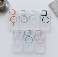 Étui de téléphone transparent en TPU + acrylique, antichoc, étanche, pour 13-17 Pro/Plus/Max, pour S23-S25 Ultra, avec anneau magnétique