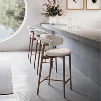 Tabouret de bar moderne en bois massif avec coussin en tissu, chaise de bar pour café, tabouret de comptoir en bois massif, chaise haute