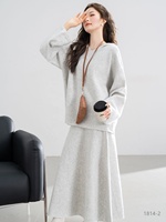 Ensemble tricoté 2 pièces : Pull oversize col en V et jupe longue – Tenue décontractée et élégante pour femme