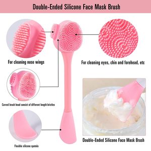 Venta caliente Handhold Double Head Face Cleansing Brush Silicone <span class=keywords><strong>Facial</strong></span> Mask Brush Face Skin Care Tool - Product Image 6